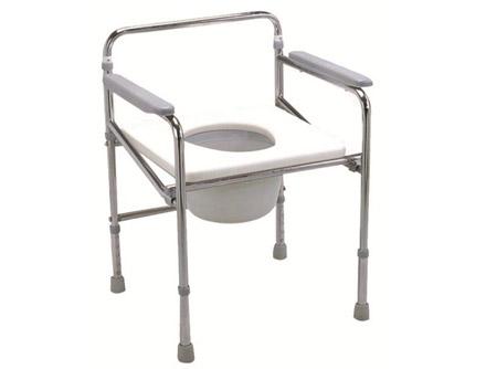 Folding Steel Commode Chair With Plastic Armrests